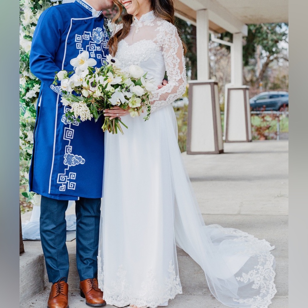 Vietnamese Ao Dai Bridal Traditional Wedding Dress White